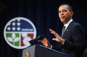 President Obama speaks on the one-year anniversary of his stimulus bill