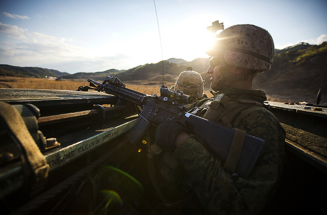 Marines with 2nd Battalion, 5th Marine Regiment, Battalion Landing Team, 31st Marine Expeditionary Unit at Su Seung-ri Range, Pohang, Republic of Korea. (Photo: Lance Cpl. Andrew Kuppers/Released)