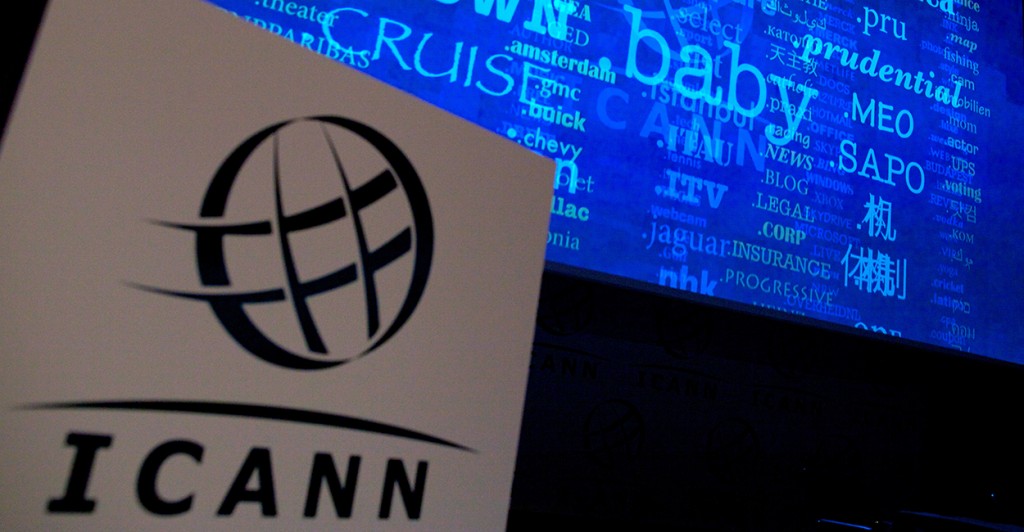 A rolling feed of 'Generic Top-Level Domain Names' applied for during a press conference hosted by ICANN in central London in 2012. (Photo: Andrew Cowie/AFP/Getty Images/Newscom)