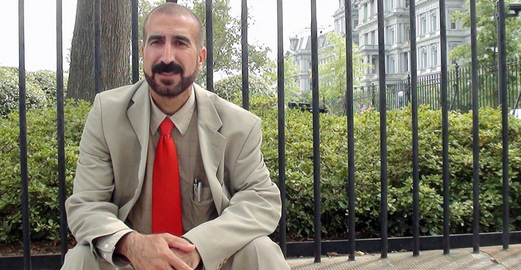 Mirza Ismail, chairman of the Yezidi Human Rights Organization, sits outside the White House awaiting a meeting with Obama administration national security officials. (Photo: Kelsey Harkness/The Daily Signal)
