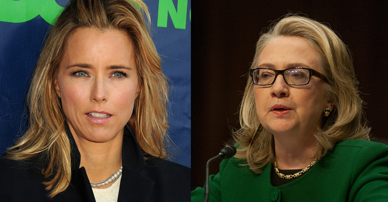 The secretary of state played on TV by Téa Leoni, left, came to life based on a televised appearance by   Hillary Clinton.(Photos: Newscom)