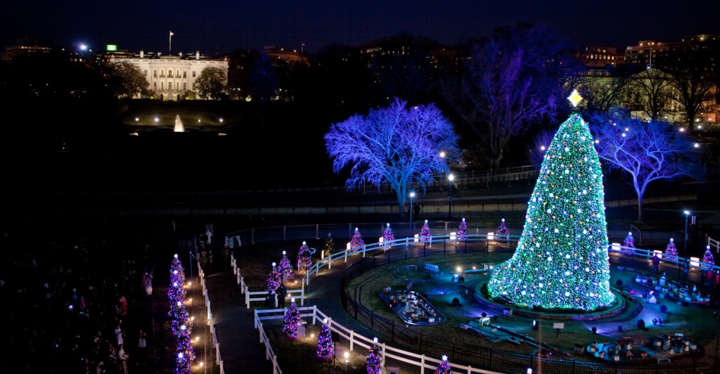 The National Christmas Tree is illuminated on the Ellipse in Washington D.C. (Photo: Lawrence Jackson/White House)