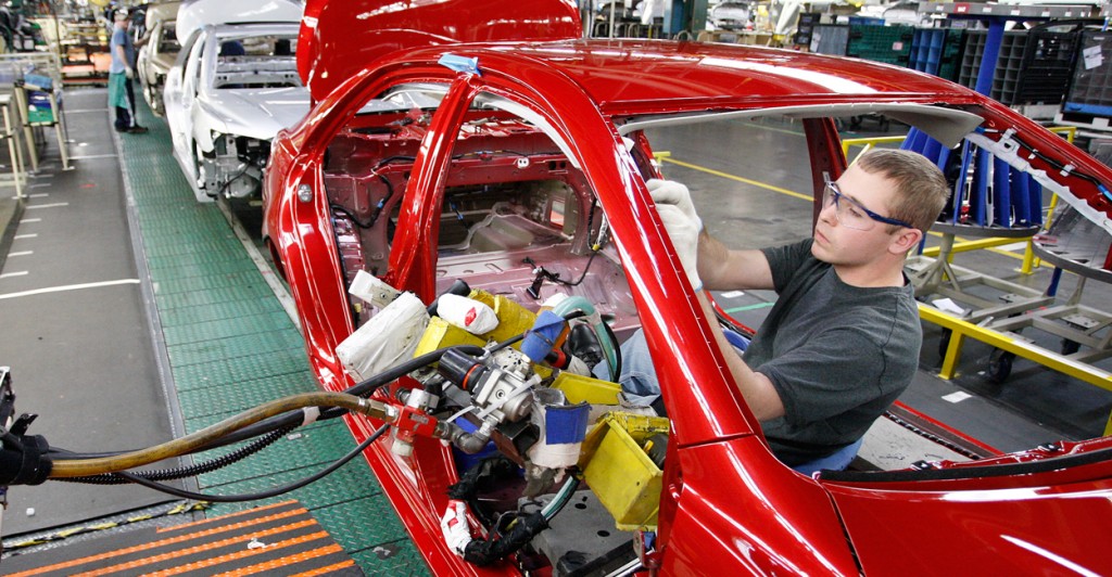 Supporters of right-to-work laws say Kentucky would benefit from more factories, such as this Toyota manufacturing plant in Georgetown, Ky. (Photo: Charles Bertram/Lexington Herald-Leader/ZUMAPRESS.com/Newscom)
