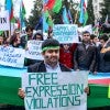At a rally in November in Baku, Azerbaijan, people protested against violations of free expression. (Photo: Aziz Karimov/Pacific Press/Sipa USA/Newscom)