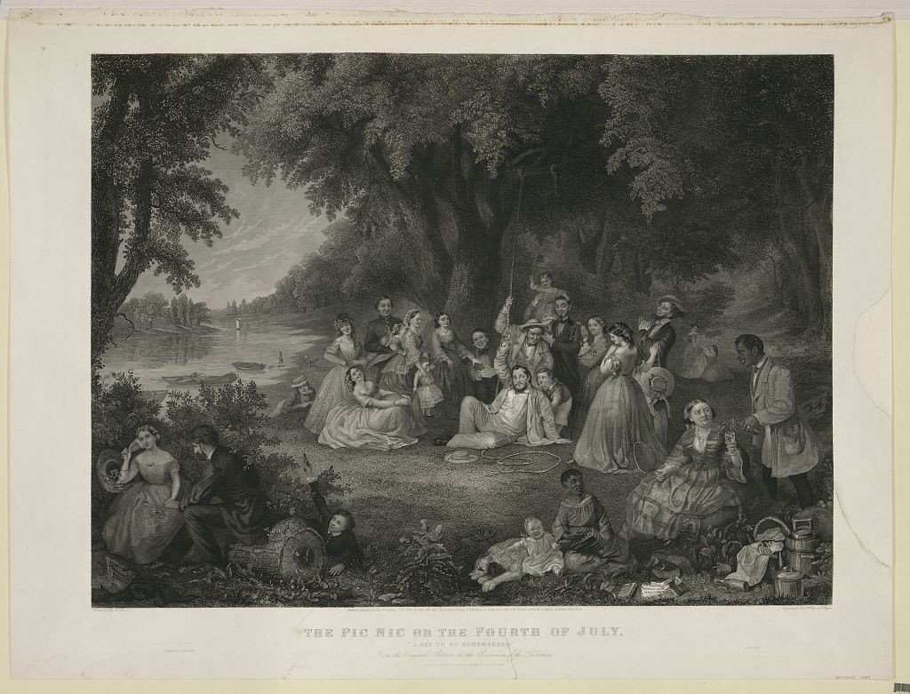 An engraving of a picnic on the 4th of July, “A day to be remembered.” (Photo: Saml. Hollyer & J. Rogers/ The Library of Congress) 