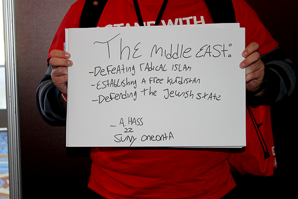 Aaron Hass, 22, worries most about the future of the Middle East. (Photo: Kelsey Harris)