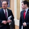 Sen. Mike Lee, R-Utah, left, and Sen. Marco Rubio, R-Fla., prepare to hold a news conference on their tax plan. (Photo: Bill Clark/CQ Roll Call/Newscom)