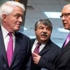 U.S. Chamber of Commerce President and CEO Thomas Donohue (left) with AFL-CIO President Richard Trumka and Sen. Orrin Hatch, R-Utah. (Photo: Tom Williams/CQ Roll Call/Newscom)