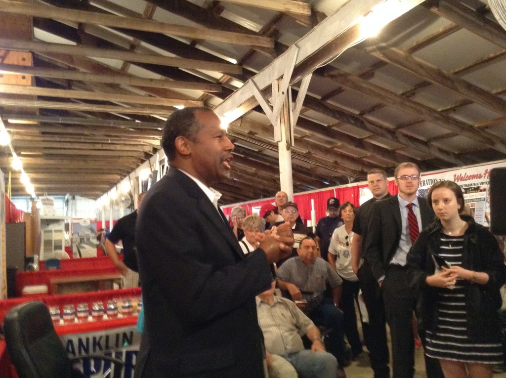 Ben Carson spoke in Iowa to Franklin County Fair goers  Thursday morning. (Photo: Leah Jessen/The Daily Signal) 