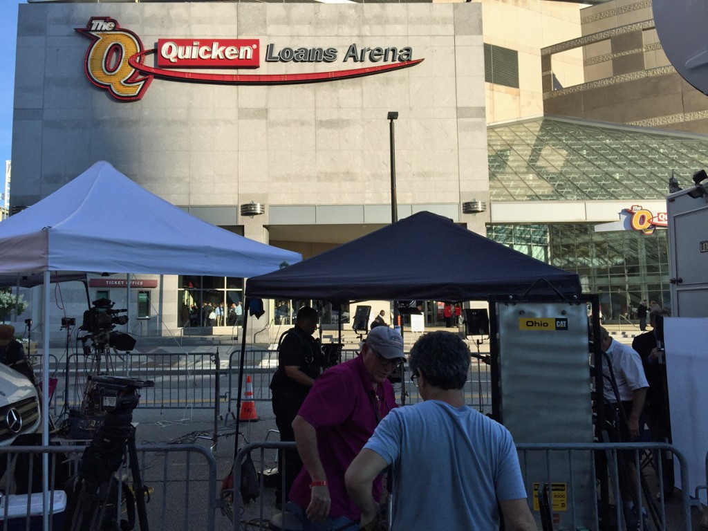 TV networks broadcasted live from outside the Quicken Loans Arena. (Photo: Rob Bluey/The Daily Signal)