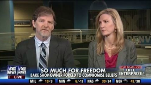 Jack Phillips and lawyer Nicole Martin in a December 2013 appearance on “Fox & Friends.” (Photo: Fox News Channel)