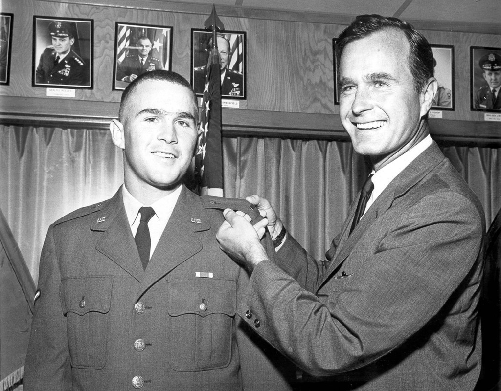 An undated file photo shows George W. Bush as a National Guardsman with his father George H. W. Bush. Bush served in the Texas Air National Guard between 1968 and 1973. (Photo: KRT/Newscom)