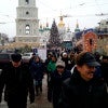 Shoppers crowd an outdoor Christmas market in Kyiv. (Photo: Nolan Peterson/The Daily Signal)