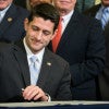 House Speaker Paul Ryan prepares to sign the Obamacare repeal bill, which President Obama later vetoed. (Photo: Erin Schaff/UPI/Newscom)