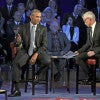 A conservative activist has gone to court to stop executive actions to restrict guns by President Obama, here with CNN's Anderson Cooper in a Jan.  7 "town hall" on gun control. (Photo: Aude Guerrucci/Pool/Newscom)
