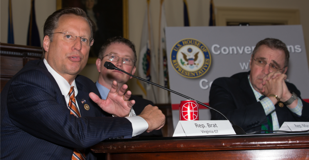 Following the deadly bombings in Brussels, Reps. Dave Brat, R-Va., and Matt Salmon, R-Ariz., said the first priority in addressing security risks in the U.S. needs to be border security. (Photo: Jeff Malet for The Daily Signal)