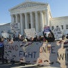 The Supreme Court issued a 4-4 decision in the case Friedrichs v. California Teachers Association, which challenged the constitutionality of agency fees that public workers in California are required to pay to unions. Rebecca Friedrichs, the lead plaintiff, and her legal team said they plan to file a petition for rehearing with the high court. (Photo: Kevin Dietsch/UPI/Newscom)