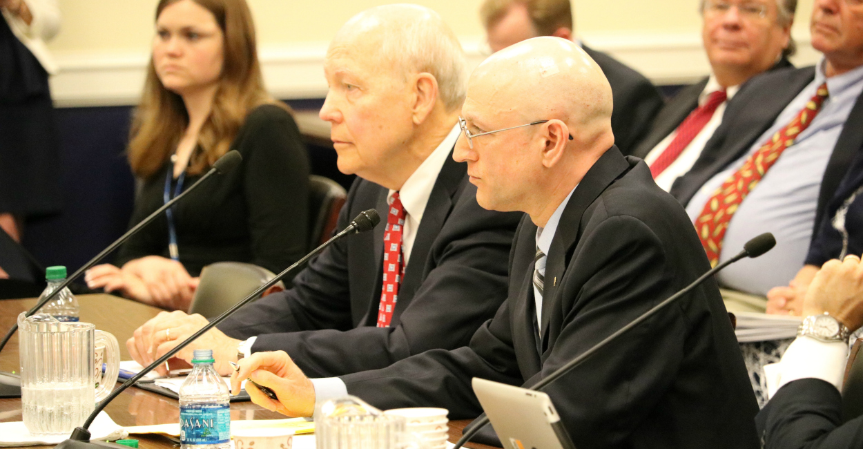 IRS Commissioner John Koskinen and IRS Criminal Investigations Division Chief Richard Weber testified before the House Ways and Means Oversight Subcommittee about the IRS's use of civil forfeiture and pursuit of structuring cases. (Photo: House Ways and Means Committee)