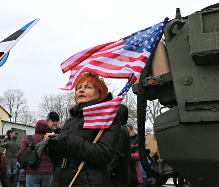 An appreciative observer of the U.S. Army's Dragoon Ride across the Baltics. (Photo: Nolan Peterson/The Daily Signal)