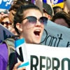 Pro-choice activists react to the Supreme Court's 5-3 ruling June 27, 2016, against a Texas law requiring health and safety standards at abortion clinics. (Photo: Patsy Lynch
/Polaris/Newscom)