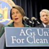 Massachusetts Attorney General Maura Healey speaks at a news conference March 29, 2016, with New York Attorney General Eric Schneiderman, right, and other U.S. state attorneys general. (Photo: Mike Segar/Reuters
/Newscom)