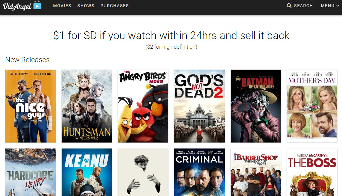 VidAngel has over 2,500 movie and TV show titles available for filtering. (Photo: VidAngel website) 
