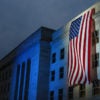 A memorial flag is illuminated, Sept. 11, 2007, near the spot where American Airlines Flight 77 crashed into the Pentagon on Sept. 11, 2001. (Photo: Brendan W. Schulze
/MCT/Newscom)