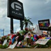 Six days later, mourners pay tribute to the victims of the June 12 terrorist attack at Pulse nightclub in Orlando, Florida.  (Photo: Julian Leek/newzulu
/Newscom)