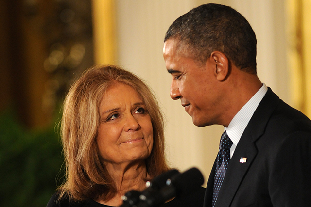 President Barack Obama and feminist Gloria Steinem before Steinem received the Presidential Medal of Freedom in 2013. Photo: Paul Hennessy/Polaris/Newscom