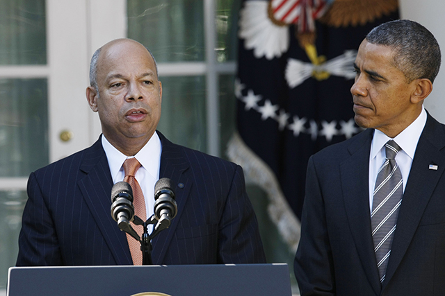 Secretary of Homeland Security Jeh Johnson and President Barack Obama. (Photo credit: Fang Zhe)