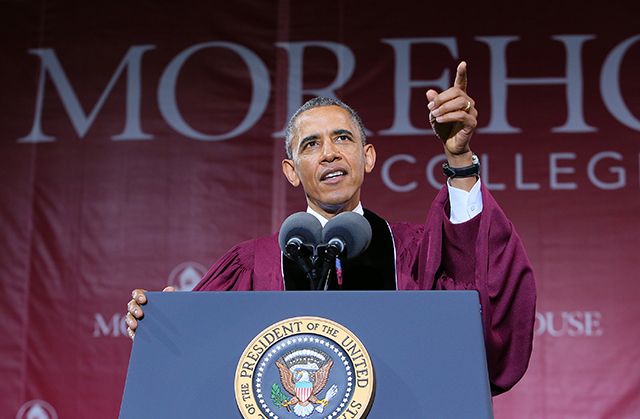 President Barack Obama delivers the commencement speech at Morehouse College on Sunday, May 19, 2013. Photo: CURTIS COMPTON/ABACAUSA.COM/Newscom