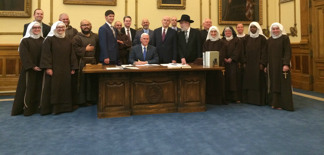 Gov. Mike Pence, R-Ind., at the bill's signing. (Photo courtesy Pence's office.)