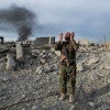 A Yezidi man reacts after he realized his home in Sinjar, Iraq was destroyed by ISIS. (Photo: Sebastian Backhaus/ZUMA Press/Newscom)
