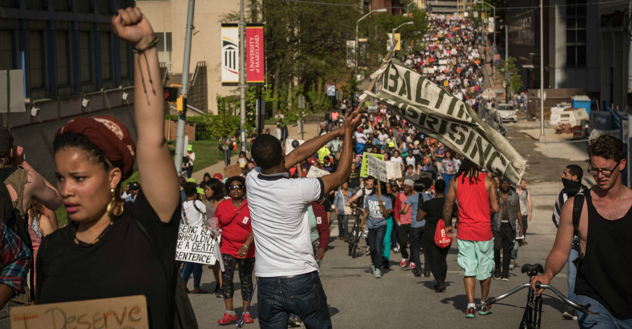 Baltimore residents march in a rally May 2 after the death of Freddie Gray in police custody. (Photo: UPI/Newscom)