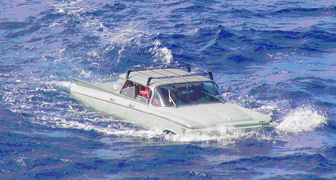 In February 2004, the same group tried again, and were again intercepted by the Coast Guard—this time in a 1959 Buick Sedan. (Photo: U.S. Coast Guard, Cuban Migrant Collection)
