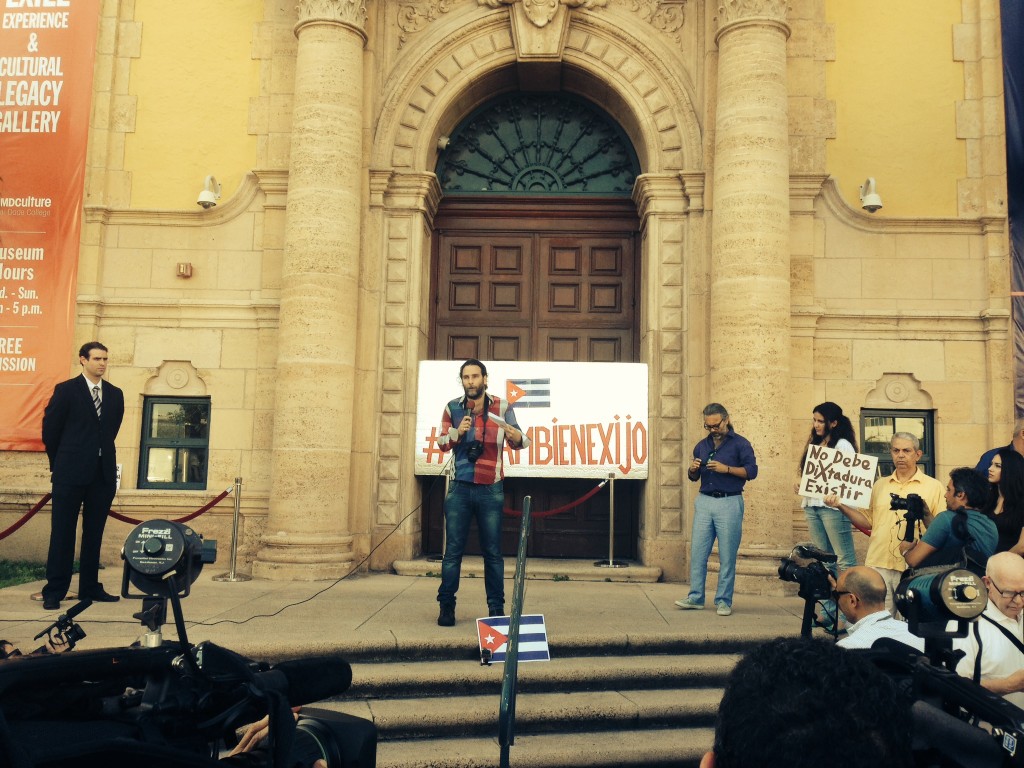 Activist Orlando Pardo Lazo spoke at the rally in Miami. (Courtesy photo)