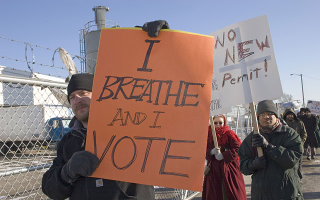 protest was organized by the Hamtramck Environmental Action Team and supported by the Sierra Club.  (Jim West/ZUMA Press/Newscom)