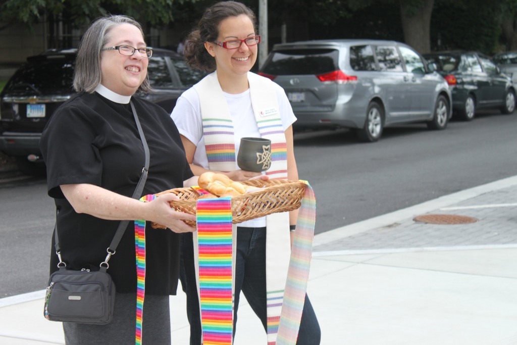 Proponents of same sex marriage were giving out communion to other advocates. (Photo: Jessi Rapelje/The Daily Signal)