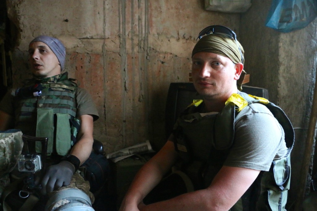 Ukrainian soldiers taking shelter near the Donetsk airport. (Photo: Nolan Peterson/The Daily Signal)