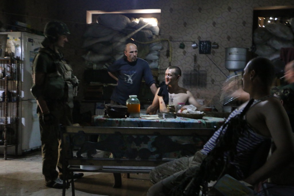 The dinner table is where soldiers gather when sheltering during artillery attacks. (Photo: Nolan Peterson/The Daily Signal)