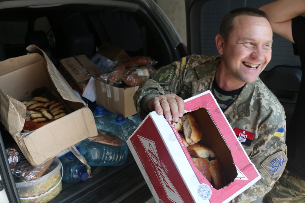 Oleg Gurbanov, 47, a civilian volunteer delivering supplies to soldiers in Pisky. (Photo: Nolan Peterson/The Daily Signal)