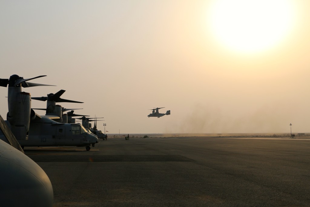 U.S. Marine Corps MV-22s at a deployed location in support of Operation Inherent Resolve. (Photo: Nolan Peterson/The Daily Signal)