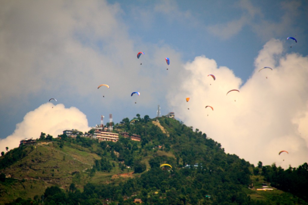 Paragliders in Pokhara. (Photo: Nolan Peterson/The Daily Signal)