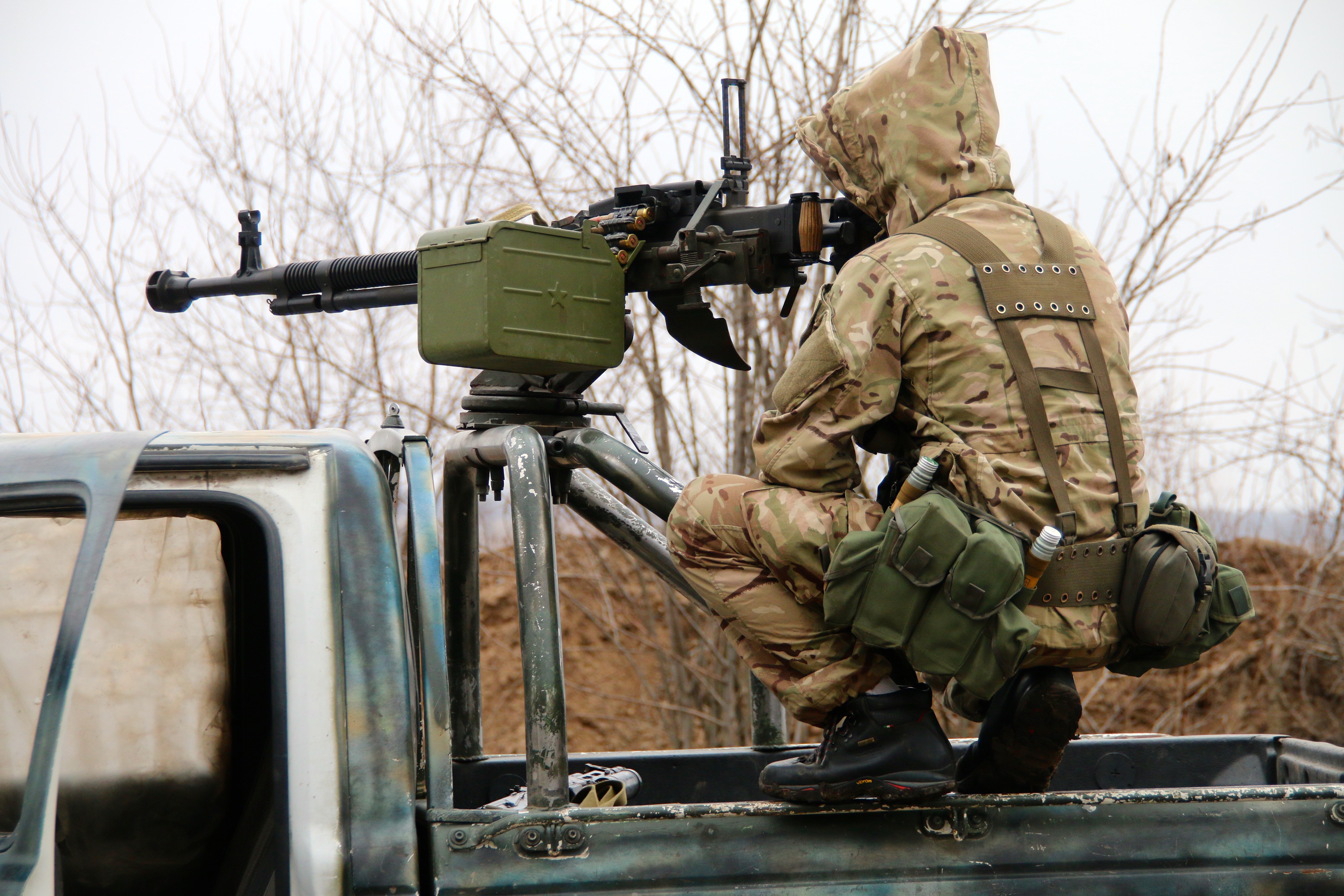 Ukrainian troops patrol no man’s land outside the town of Shchastya. (Photos: Nolan Peterson/The Daily Signal)