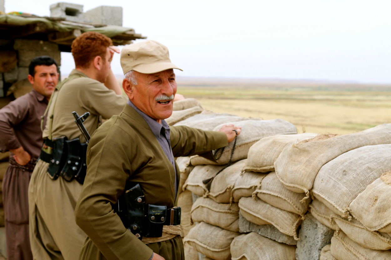 Many of the peshmerga soldiers are middle aged or older.