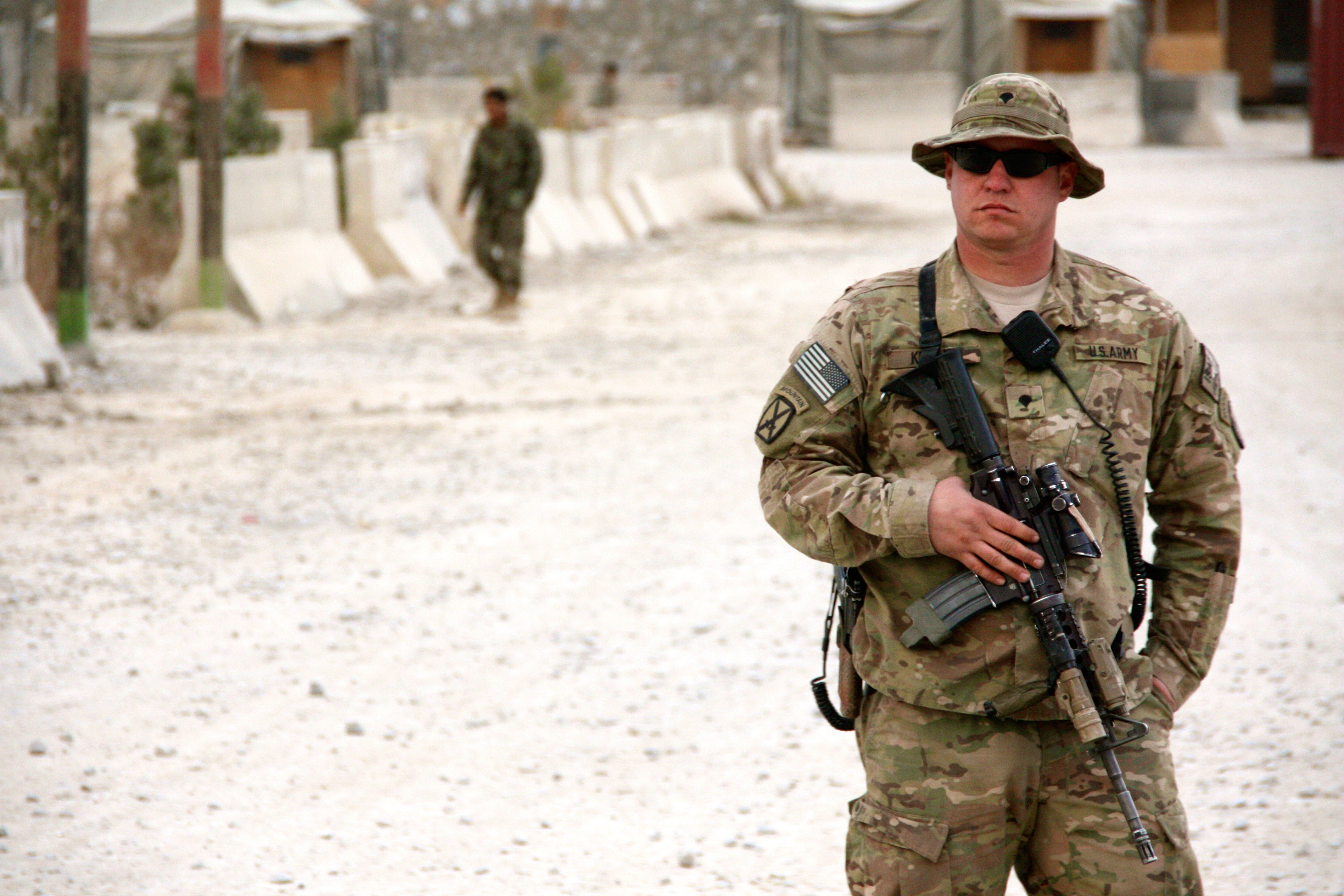 A U.S. Army soldier with an M16 variant called the M4 in Afghanistan.