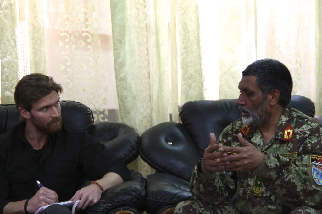 The author, Nolan Peterson, interviewing an Afghan National Army general at FOB Shank in 2013. (Photo: Nolan Peterson/The Daily Signal)
