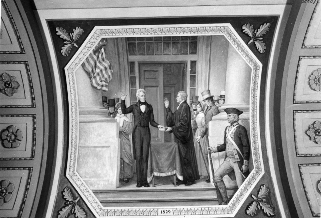 Andrew Jackson is sworn into office by Chief Justice John Marshall (Photo: Picture History/Newscom)