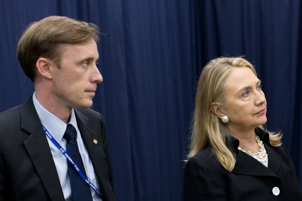 Jake Sullivan, left, and Hillary Clinton in 2012. (Photo: Official White House Photo/Pete Souza)