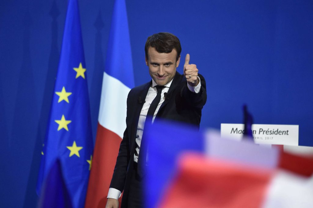 French presidential candidate, Emmanuel Macron, is the early favorite to win the May 7 runoff election. (Photo: Pierre Villard/SIPA/Newscom)